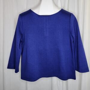 Chicos Royal Purple Textured Knit Top with 3/4 Sleeves, 1